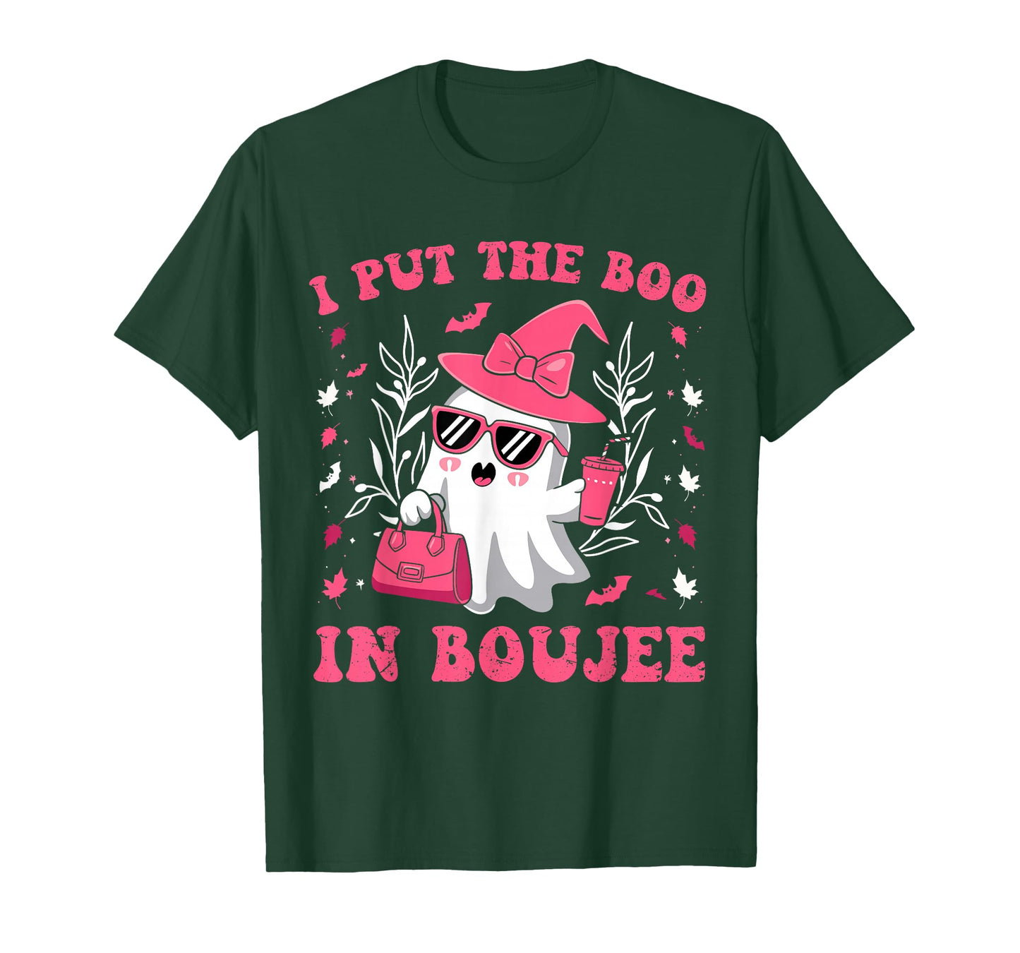 Boujee Boo JEE Spooky Ghost Pink Halloween Pumpkin T-Shirt