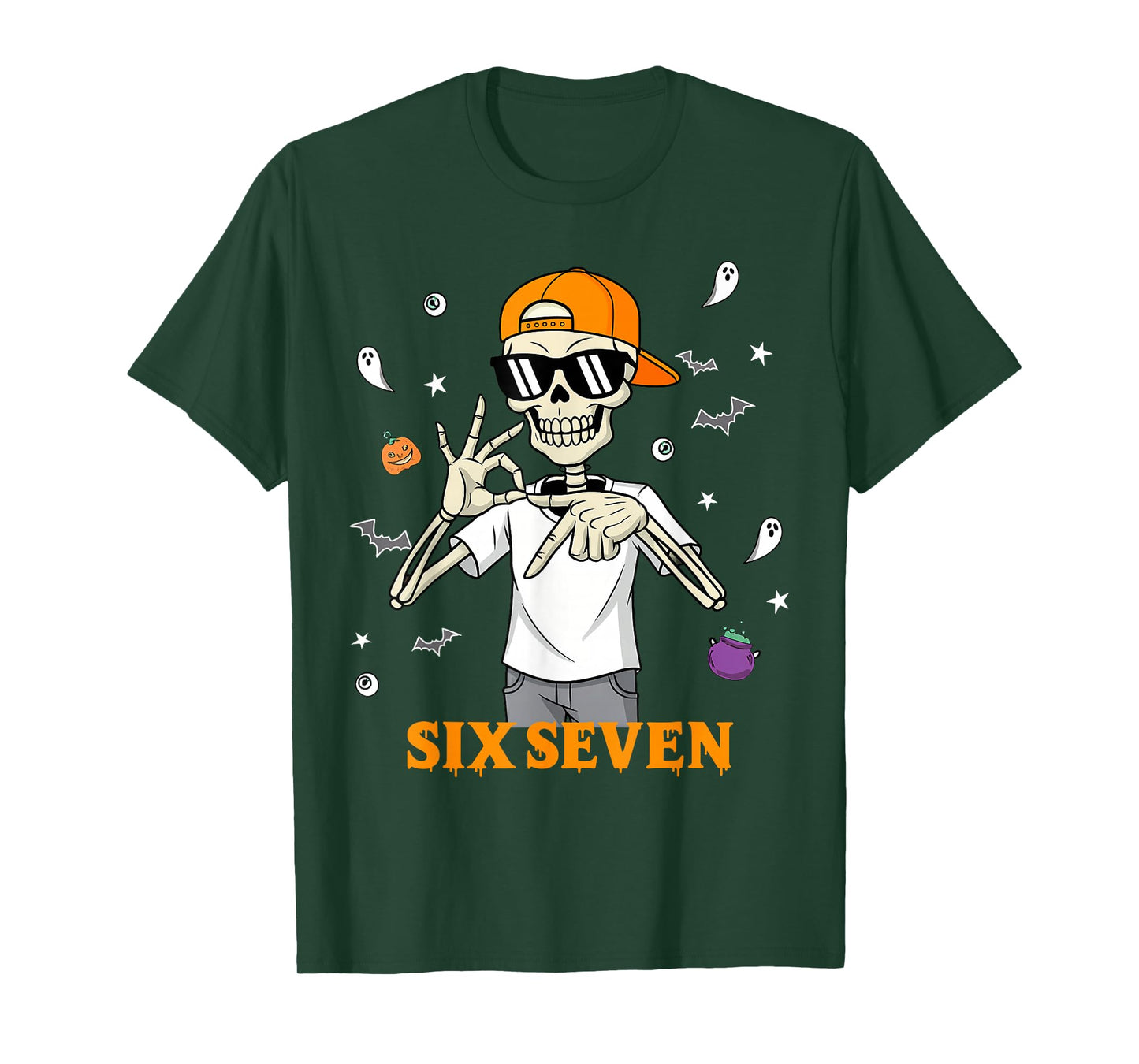 Haunted by 6-7 Funny 67 Meme Halloween Skeleton Six Seven T-Shirt