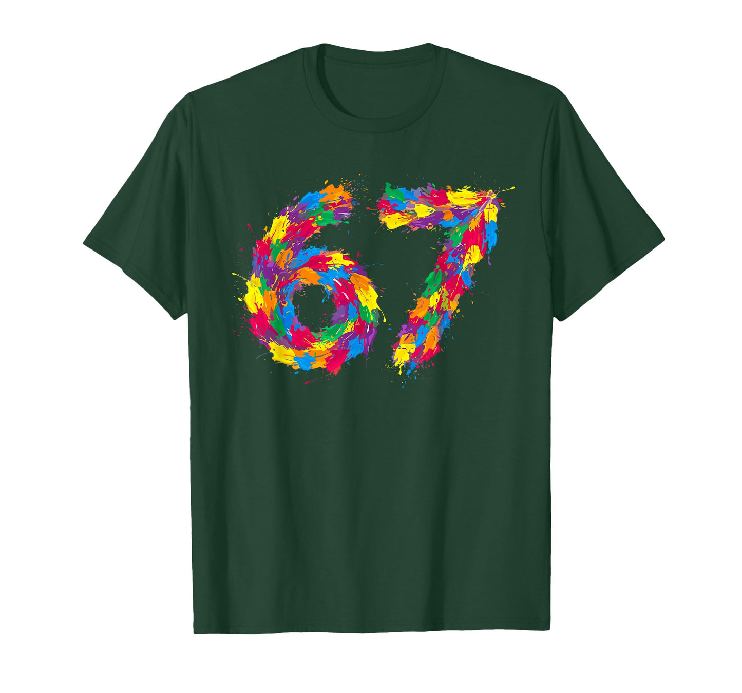 Six Seven 6 7 Meme Colorful Paint Funny Gen Alpha Slang 67 T-Shirt