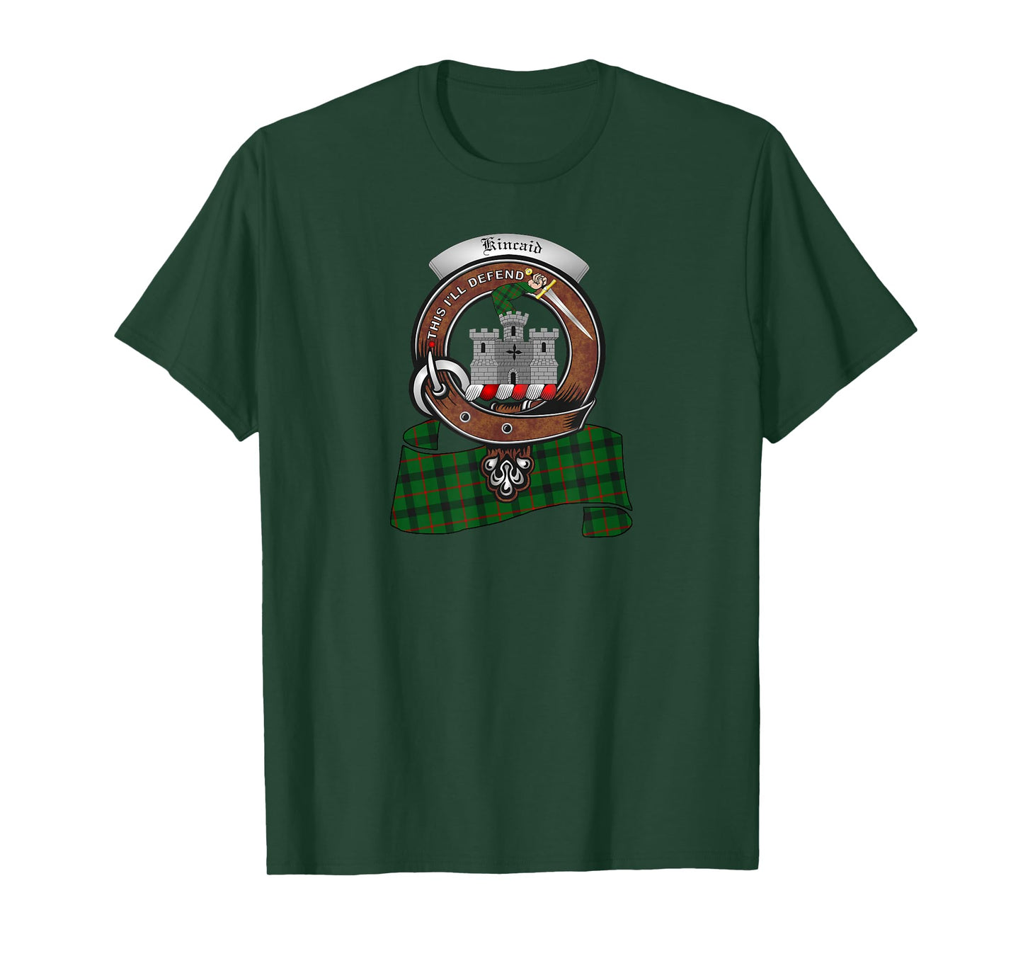 Kincaid Scottish Clan Badge &Tartan T-Shirt