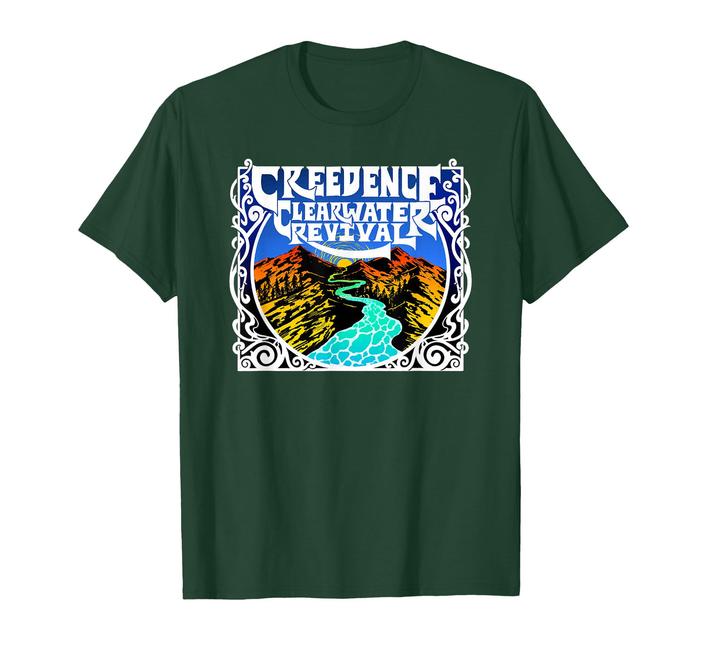 Creedence Clearwater Revival Unisex Adults Kids Blue Short Sleeve Cotton Polyester Blend Classic Fit T-Shirt Small