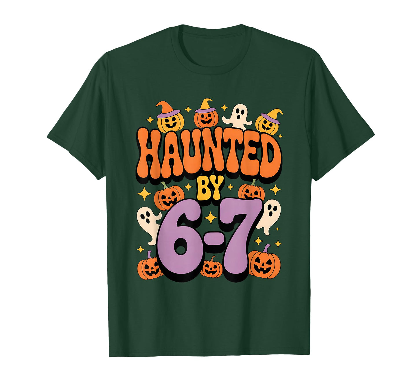 Haunted by 67 Spooky Ghost Meme Halloween Funny Six Seven T-Shirt