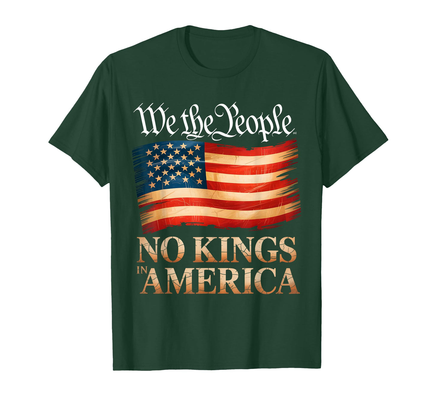 No Kings in America US Flag Vintage Men Women (On Back) T-Shirt