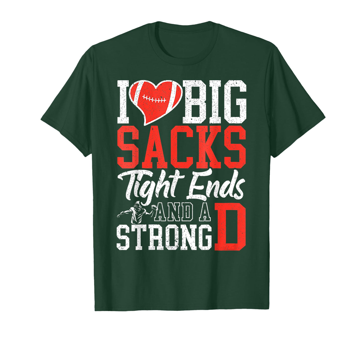 Womens I Love Big Sacks Tight Ends And A Strong D Football V T-Shirt