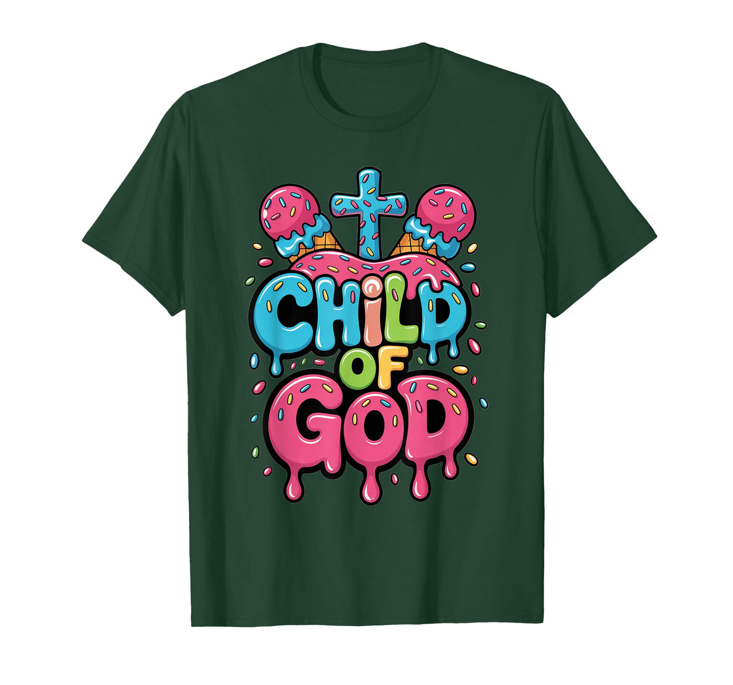 Child of God Ice Cream Christian Drip Kids Jesus Youth Boys T-Shirt