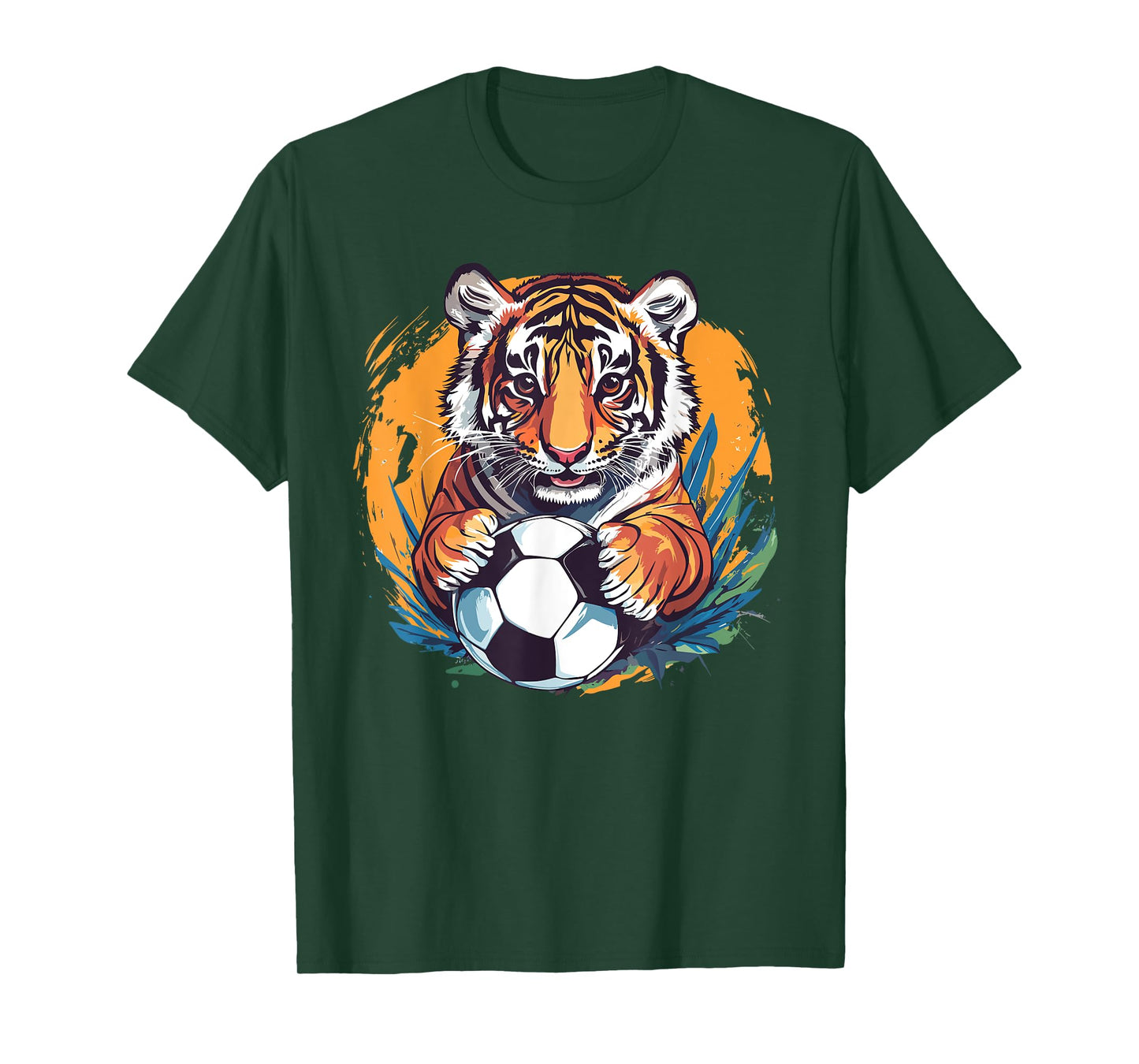 Tiger Soccer Ball Fierce Jungle Animal T-Shirt