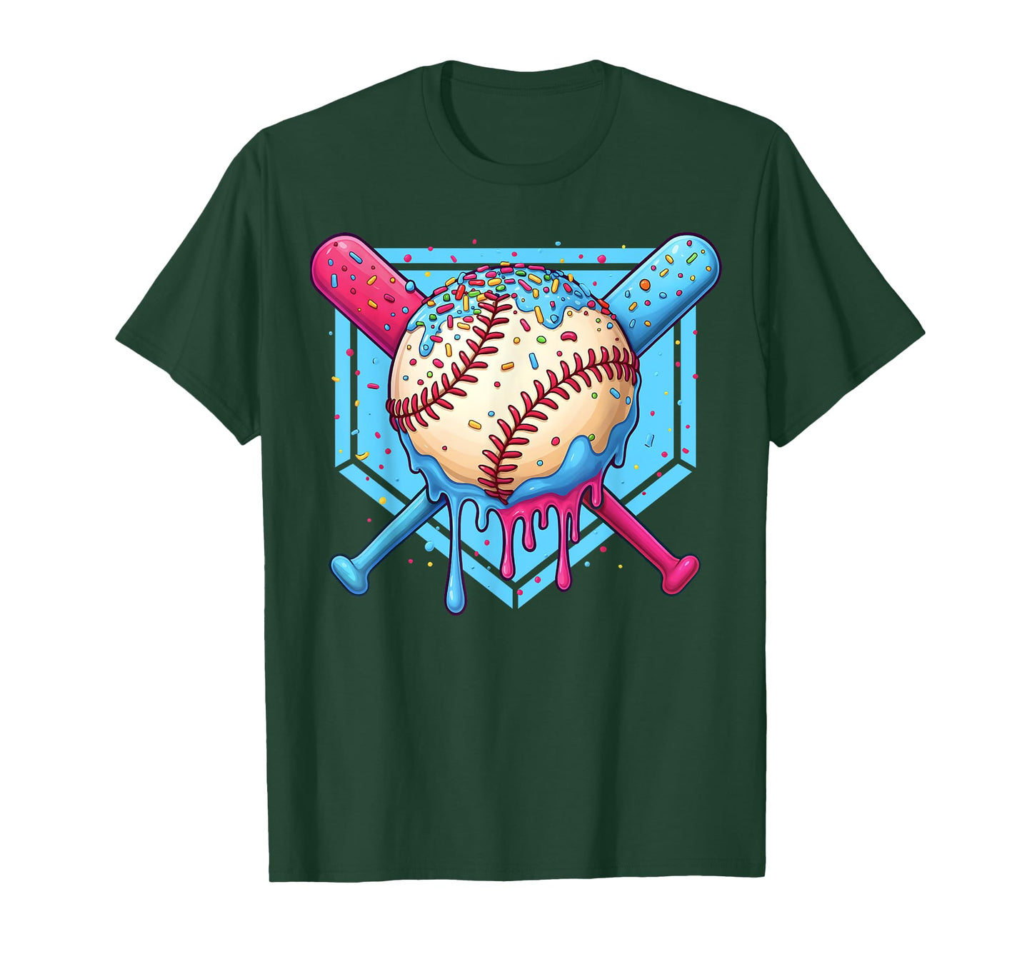 Baseball Drip Boys Home Plate Ice Cream Drip Youth Sports T-Shirt