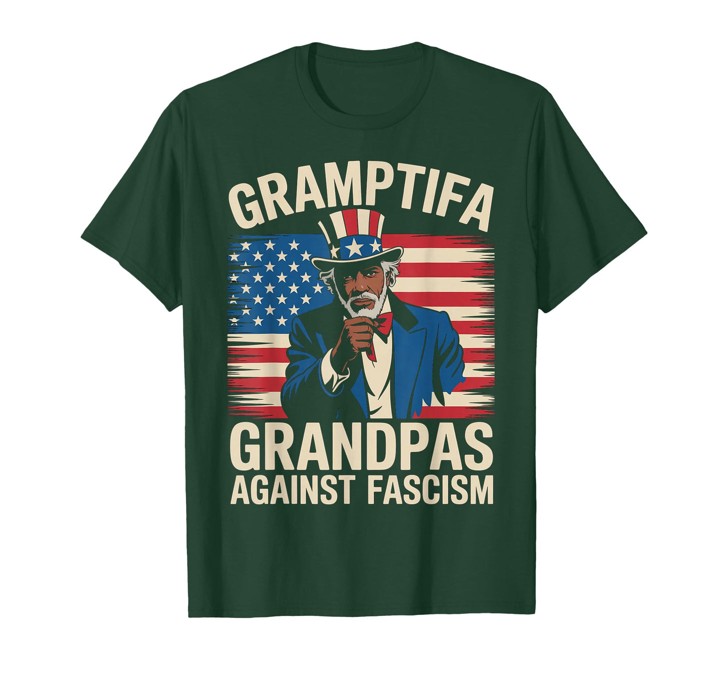 Gramptifa Black Grandpa Against Fascism Flag Resist No Kings T-Shirt