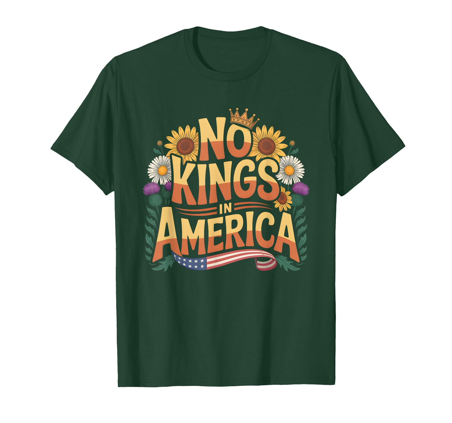Floral No Kings in America Protest Democracy No Kings T-Shirt