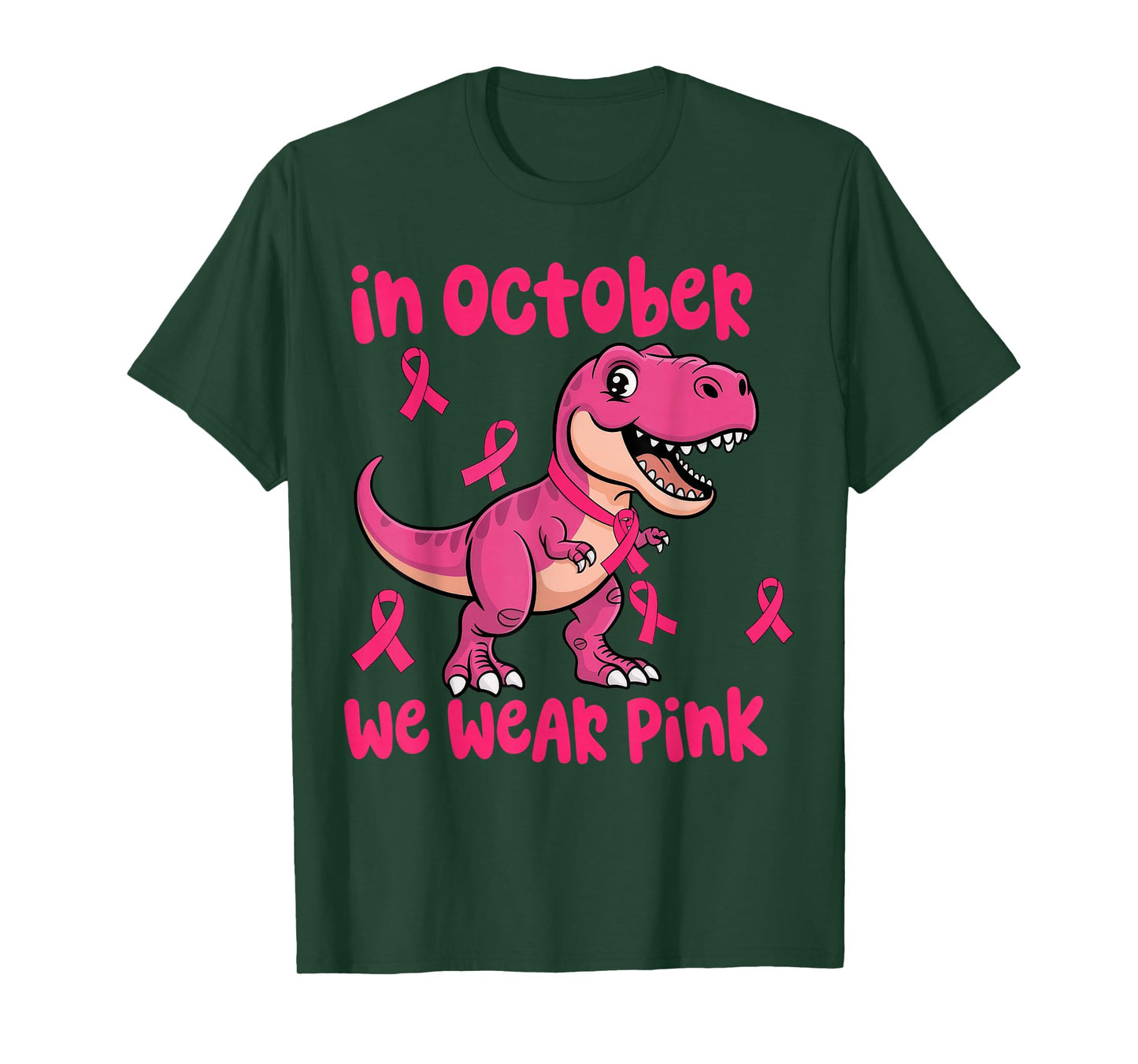 in October We Wear Pink Breast Cancer Trex for Boys Kids T-Shirt