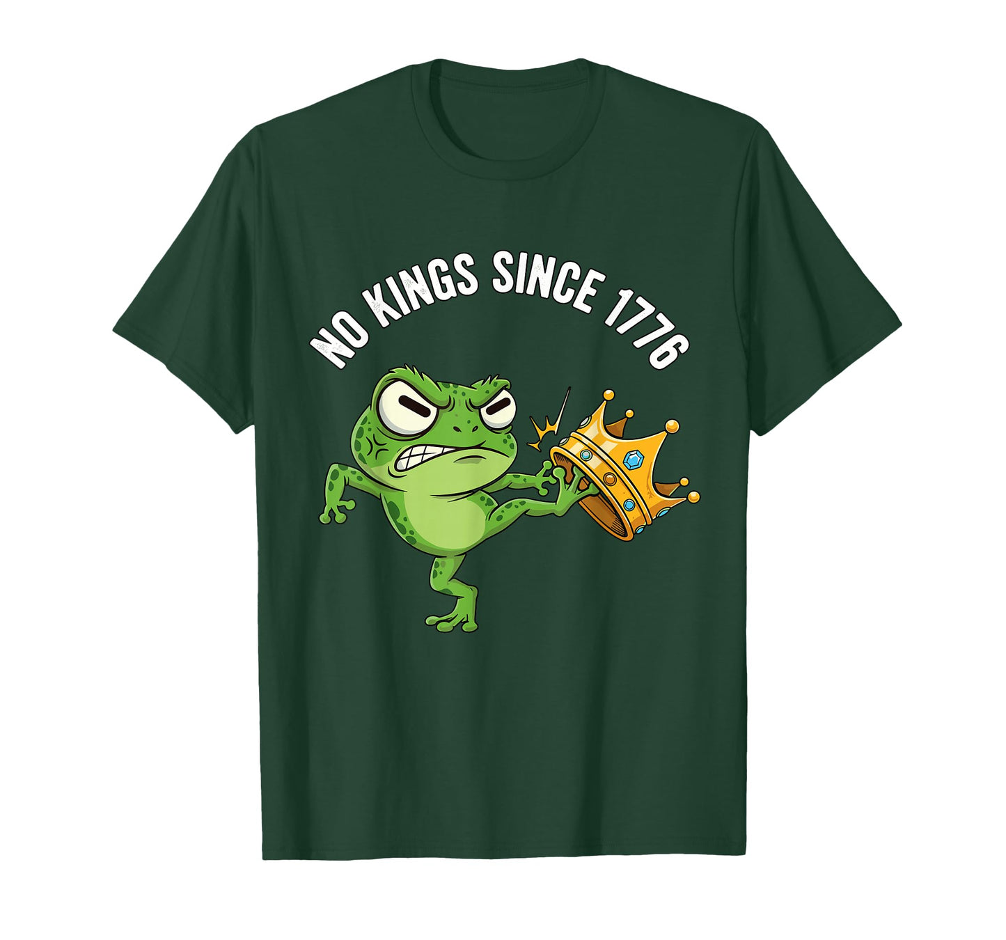 Angry Frog No Kings Since 1776 Funny America Design T-Shirt