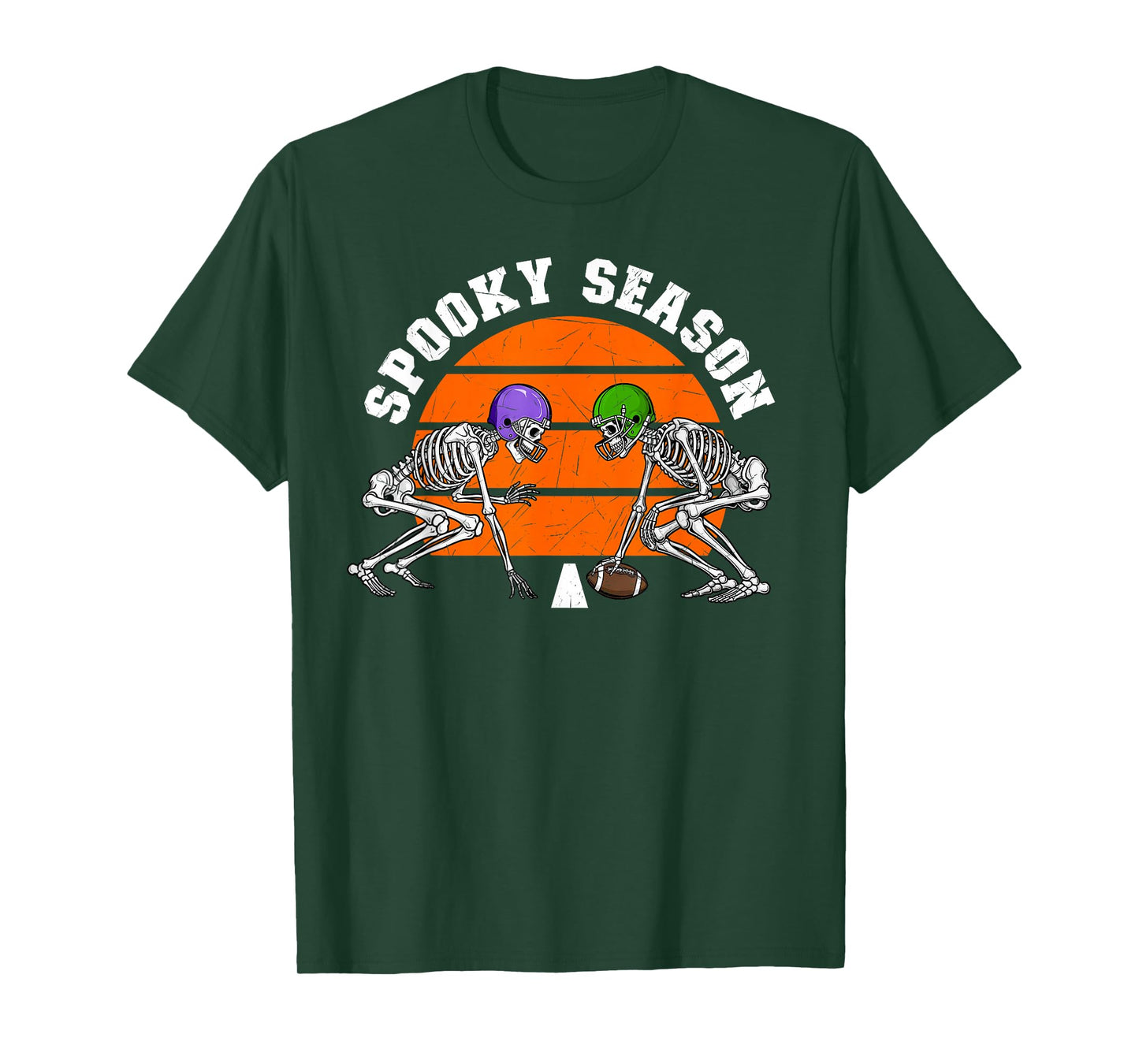Spooky Season Skeleton Football Game Center Lineman Player T-Shirt