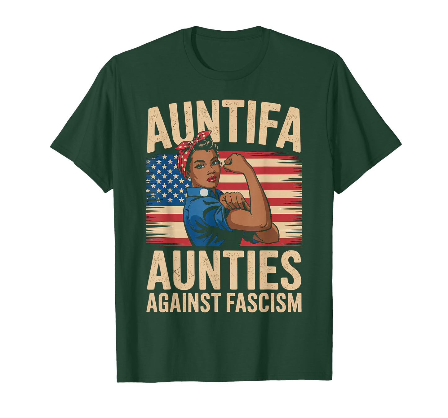 AUNTtifa Black Aunts Against Fascism Flag Resist No Kings T-Shirt