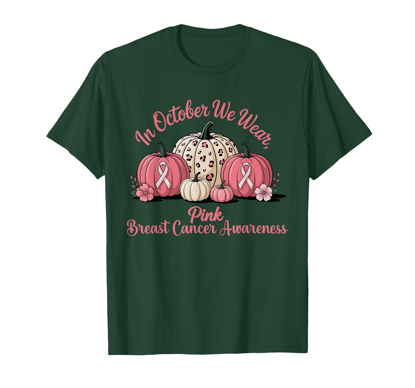 in October We Wear Pink Pumpkin Breast Cancer Awareness T-Shirt