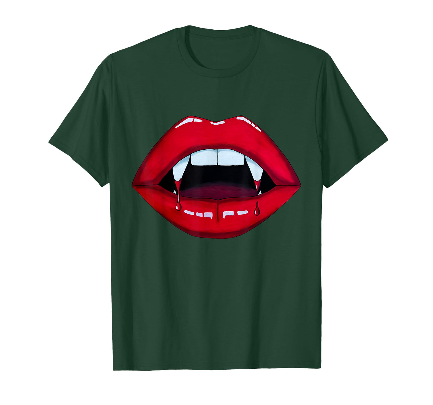 Sexy Vampire Bite Halloween Fangs Teeth Bright Red Lips T-Shirt