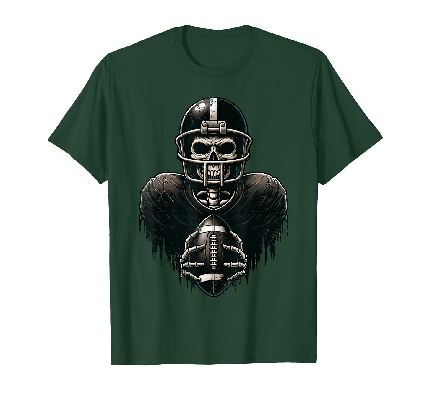 Halloween Skeleton Football Player Spooky Sports Graphic T-Shirt