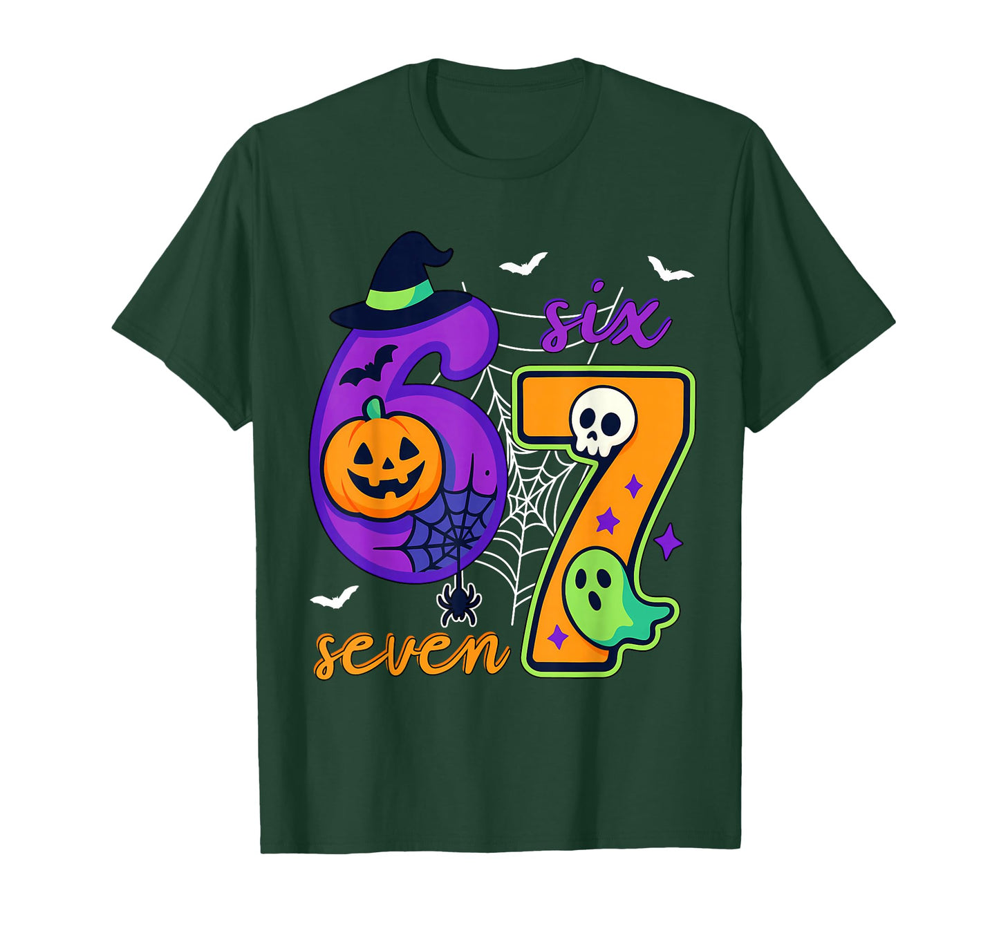 Six Seven Meme 6 7 Funny Ghost Halloween Costume T-Shirt