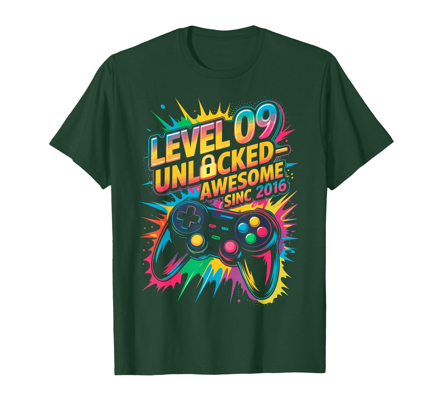 Awesome Since 2016 9th Birthday Level 9 Unlocked Gamer T-Shirt