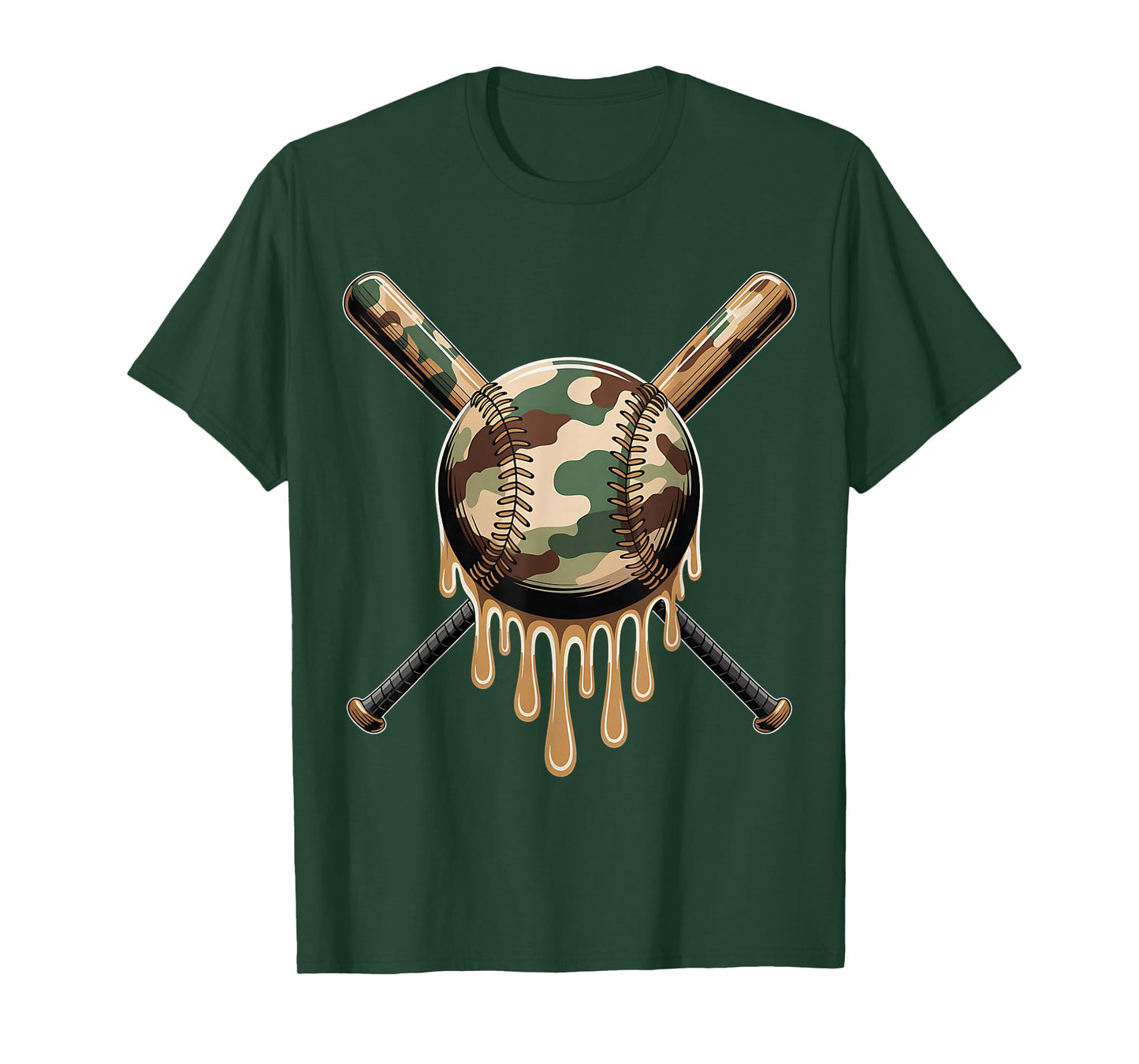 Sports Baseball Drip Camo Baseball Bats Boys Cool Game Day T-Shirt