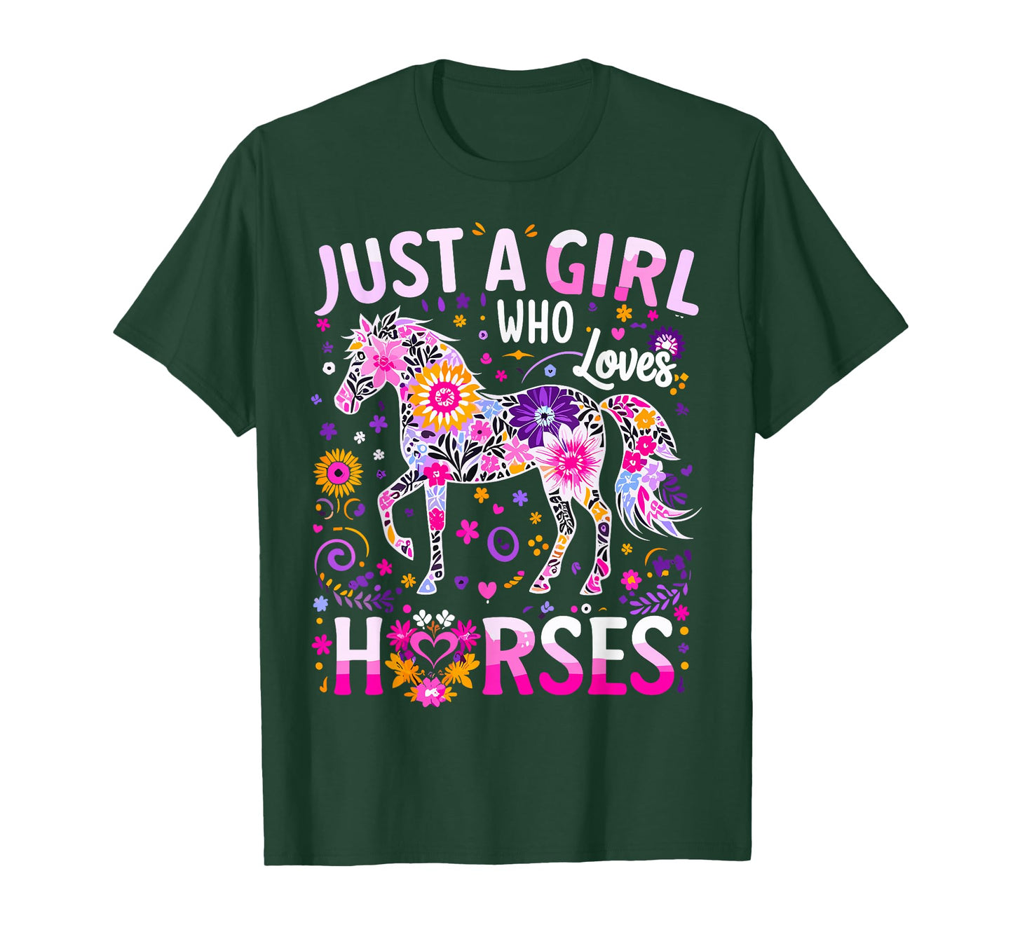 Cute Horse Colorful Just A Girl Who Loves Horses T-Shirt
