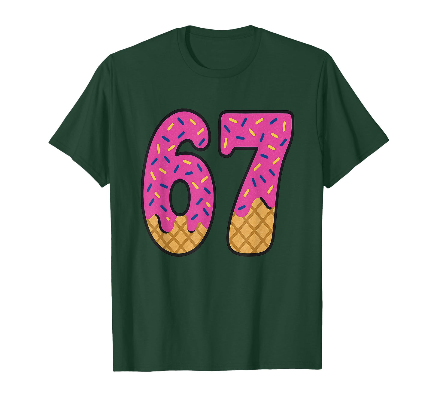 67 Ice Cream Drip Meme Six Seven Waffle Teen Kid Slang T-Shirt