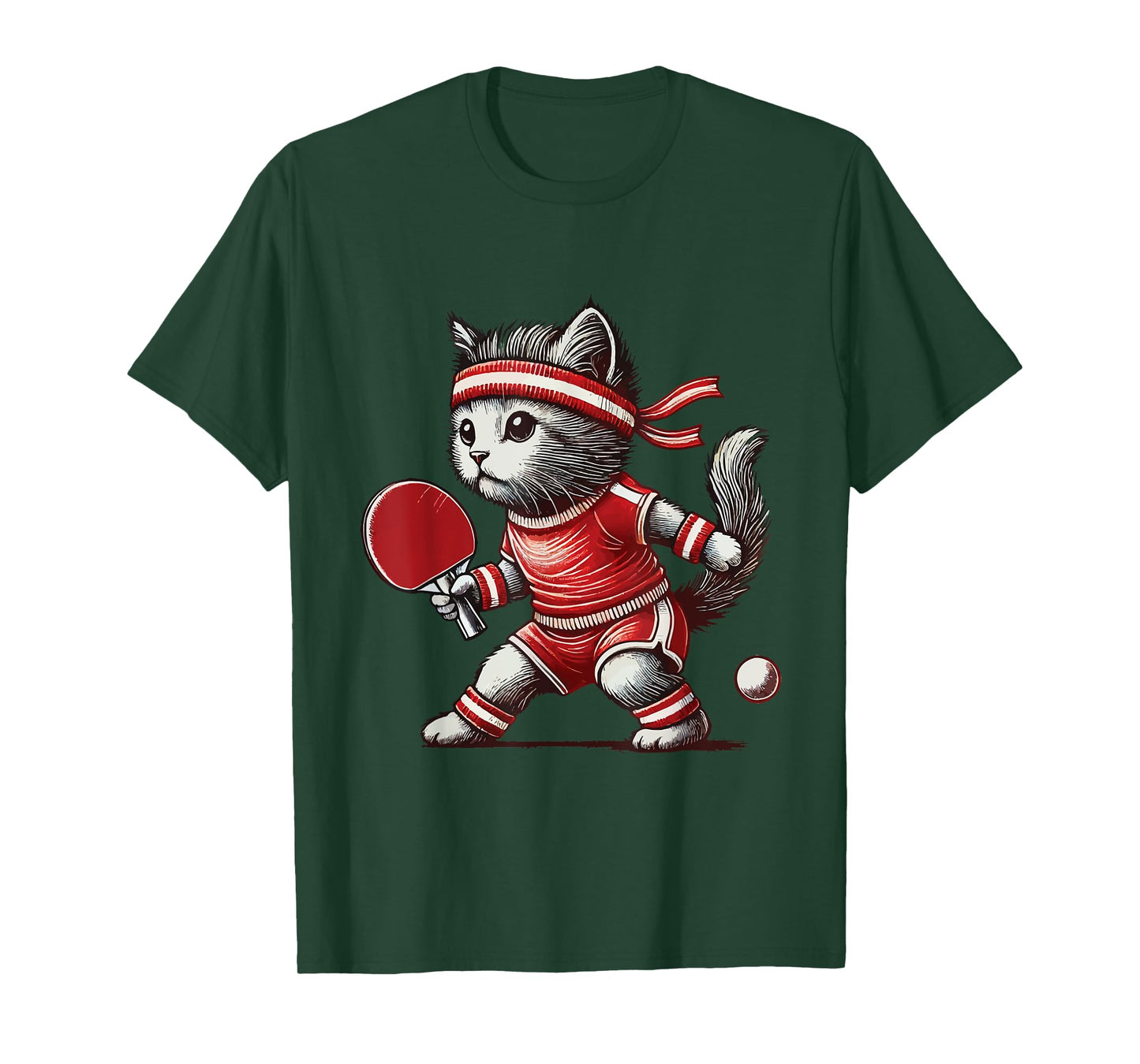 Cute Cat Table Tennis Vintage Retro Player T-Shirt for Men Women Girls Kids