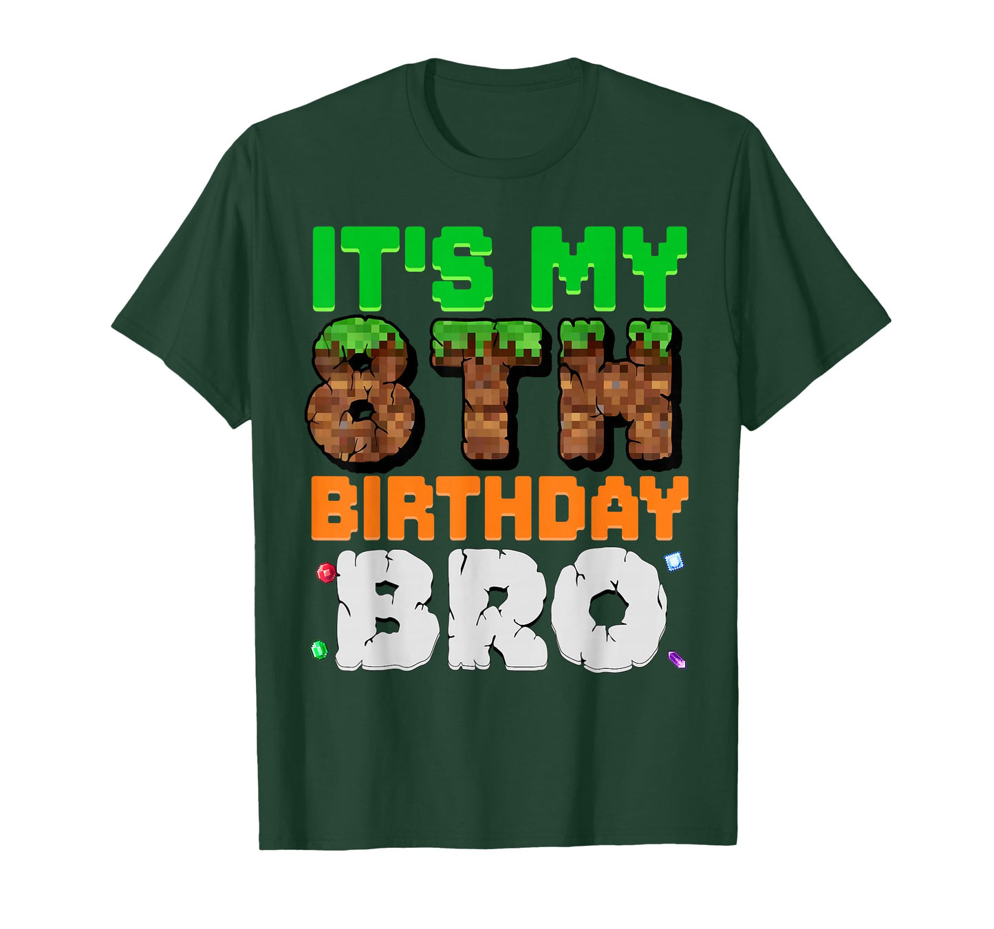 It's My 8th Birthday Bro Pixel Game 8 Year Old Birthday Boy T-Shirt
