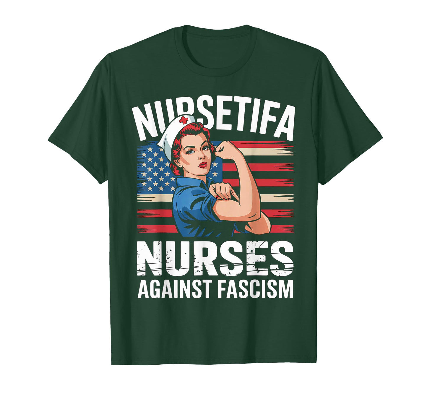 Nursetifa Nurse Against Fascism Flag Resist No Kings LPN RN T-Shirt