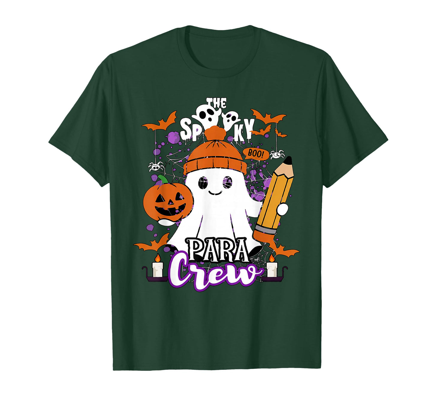 Spooky para Crew Ghost Halloween Paraprofessional Teacher T-Shirt