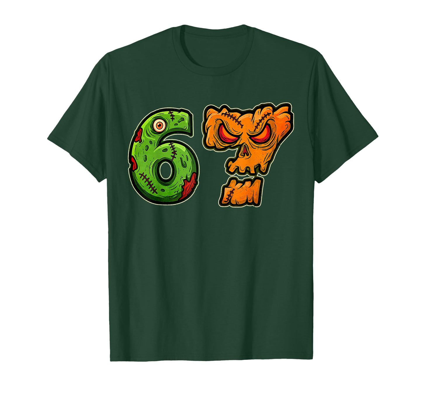 67 Zombie Pumpkin Six Seven Halloween Meme Costume T-Shirt