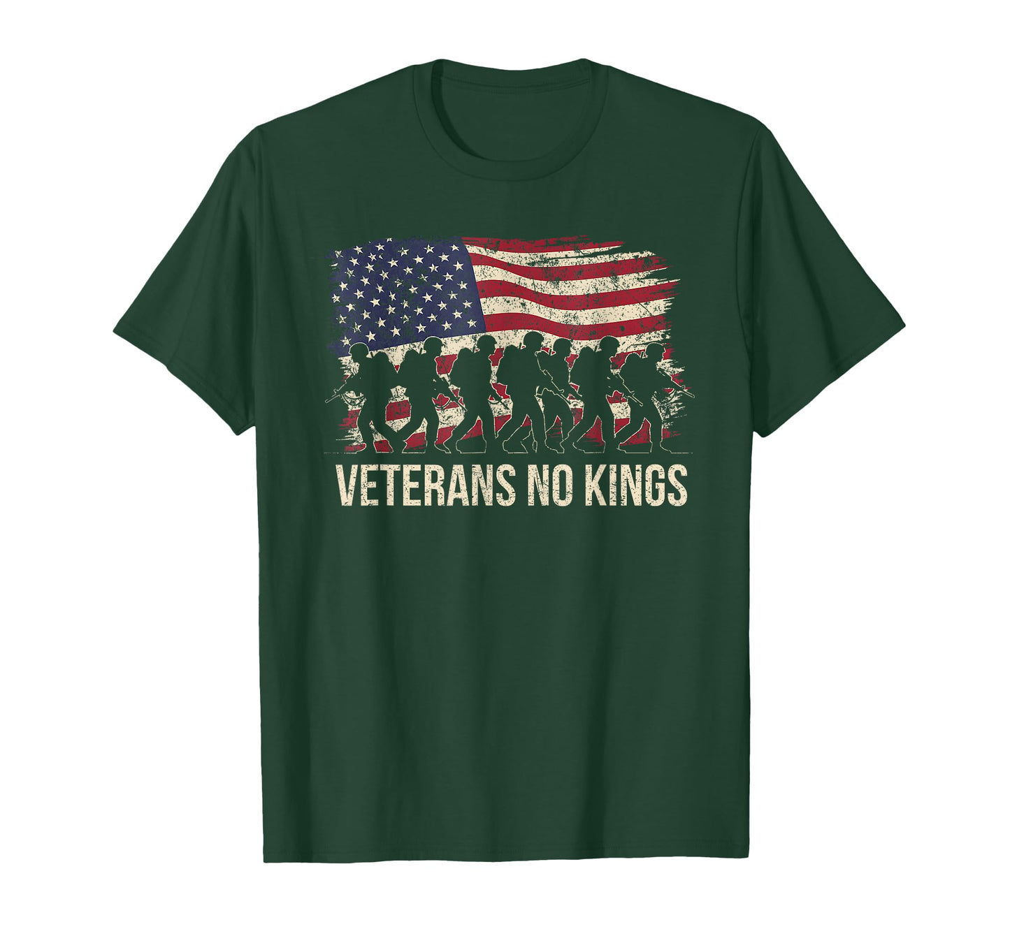 Veterans No Kings Vintage Military America Flag Veterans Day T-Shirt