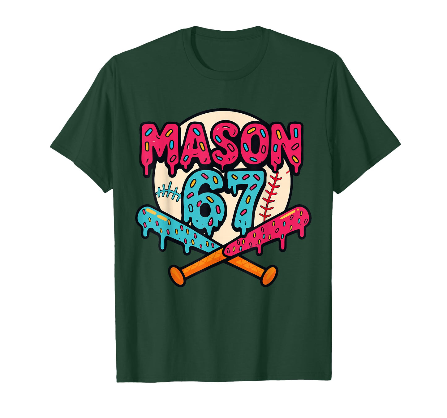 Mason 67 Funny Ice Cream Drip Baseball Meme Graphics T-Shirt