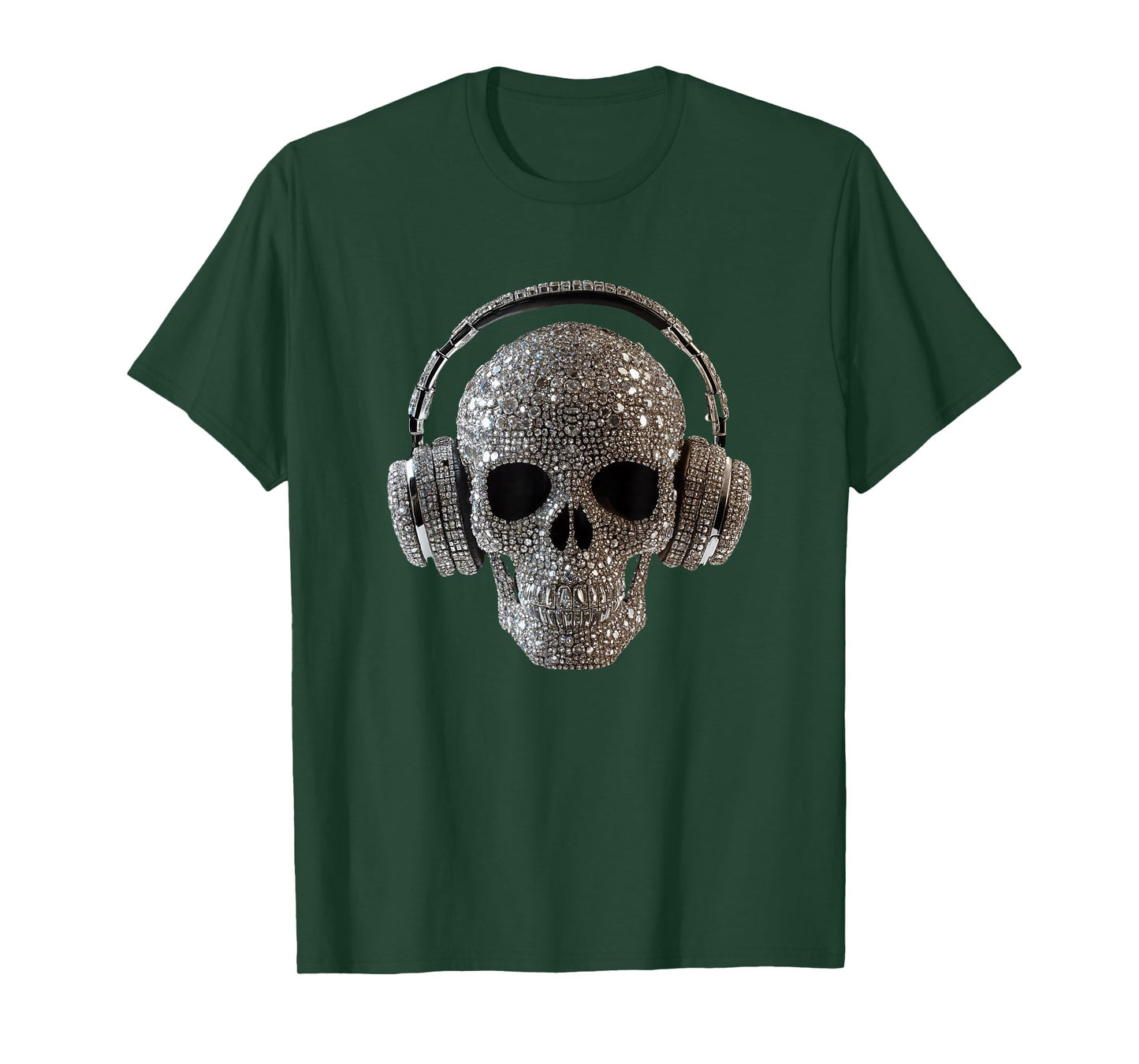 Bling Skull with Headphones - DJ Music Lover T-Shirt