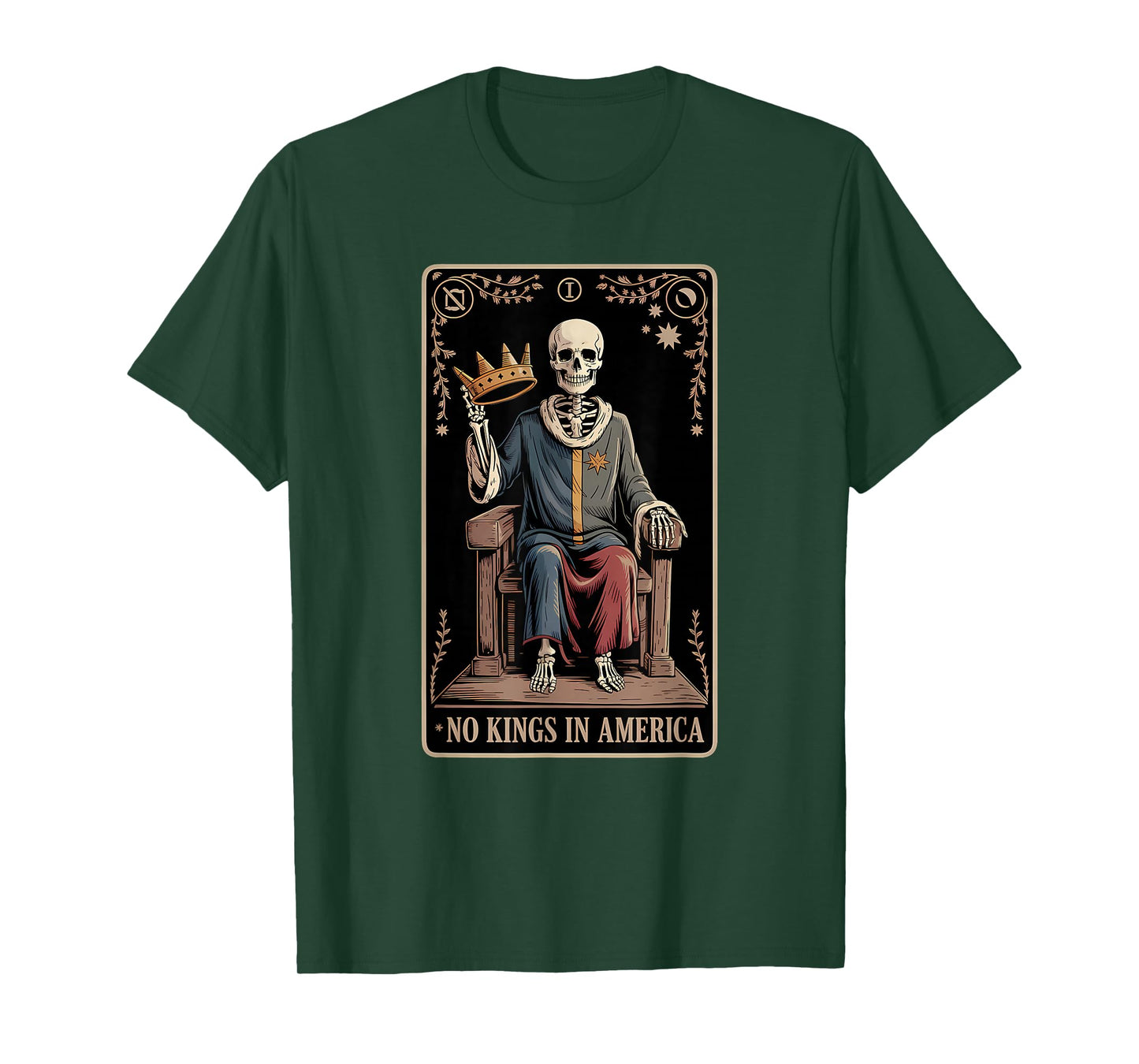No Kings in America Shirt Protest Democracy Tarot Skeleton T-Shirt