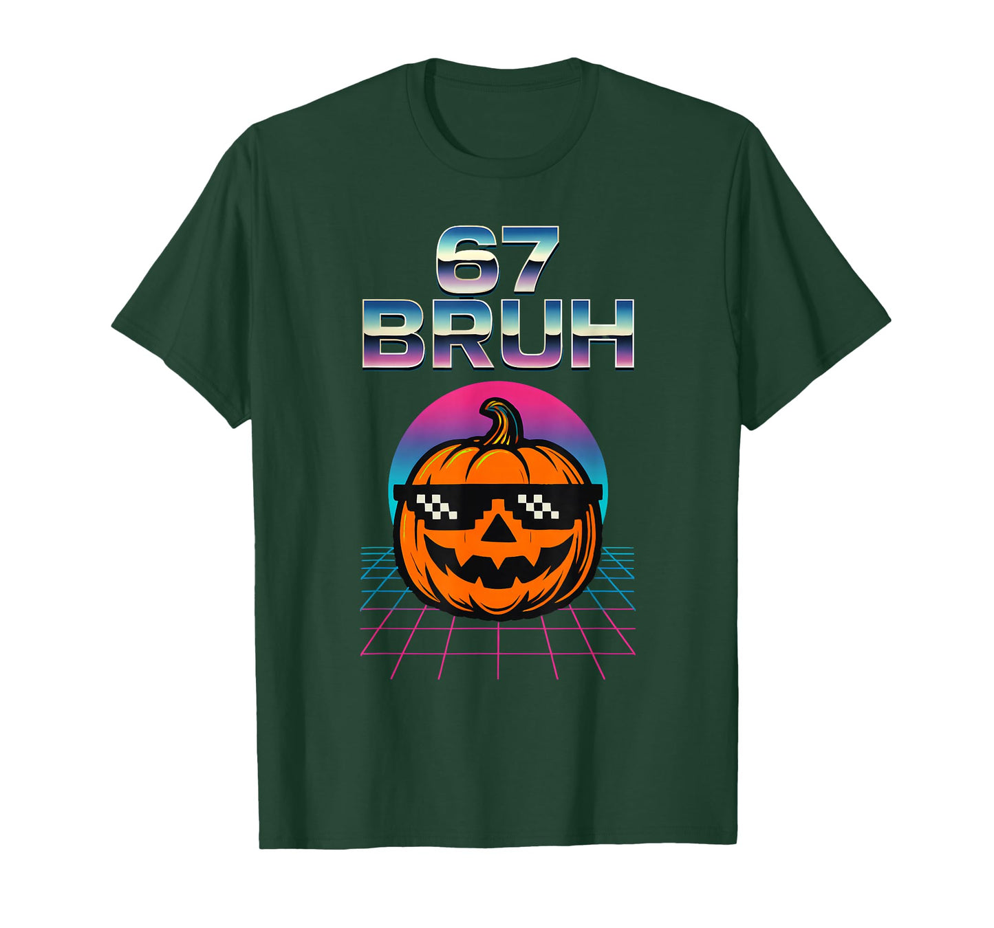67 Bruh Meme Halloween Pumpkin 6 7 Brainrot Six Seven Kids T-Shirt