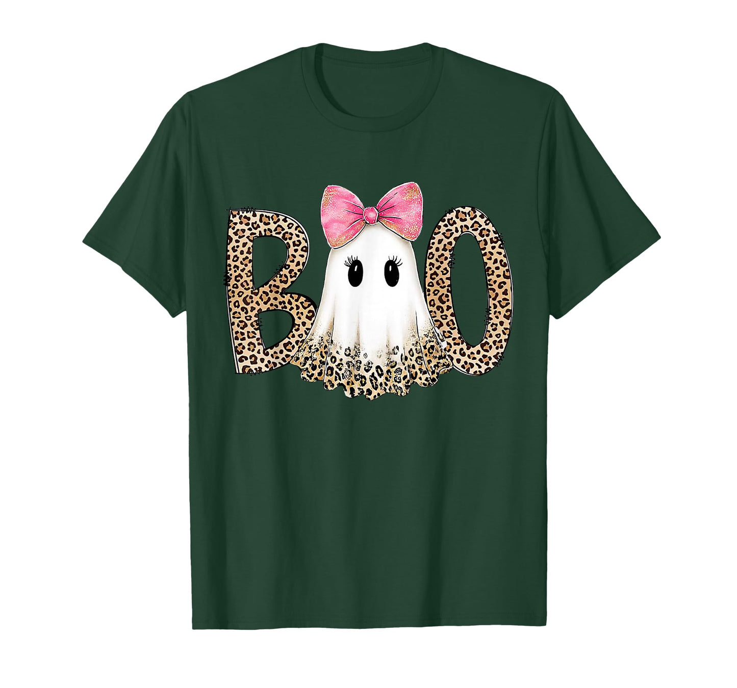 Preppy Leopard Ghost Boo Halloween T-Shirt