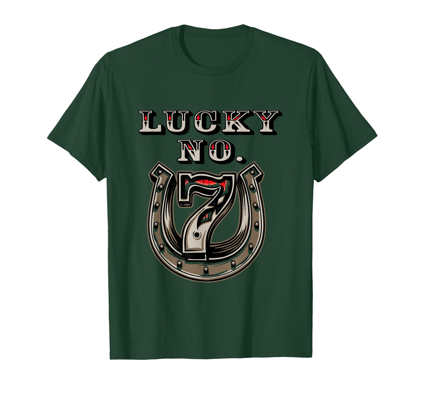 Lucky Number 7 Seven Horse Shoe Good Luck T-Shirt