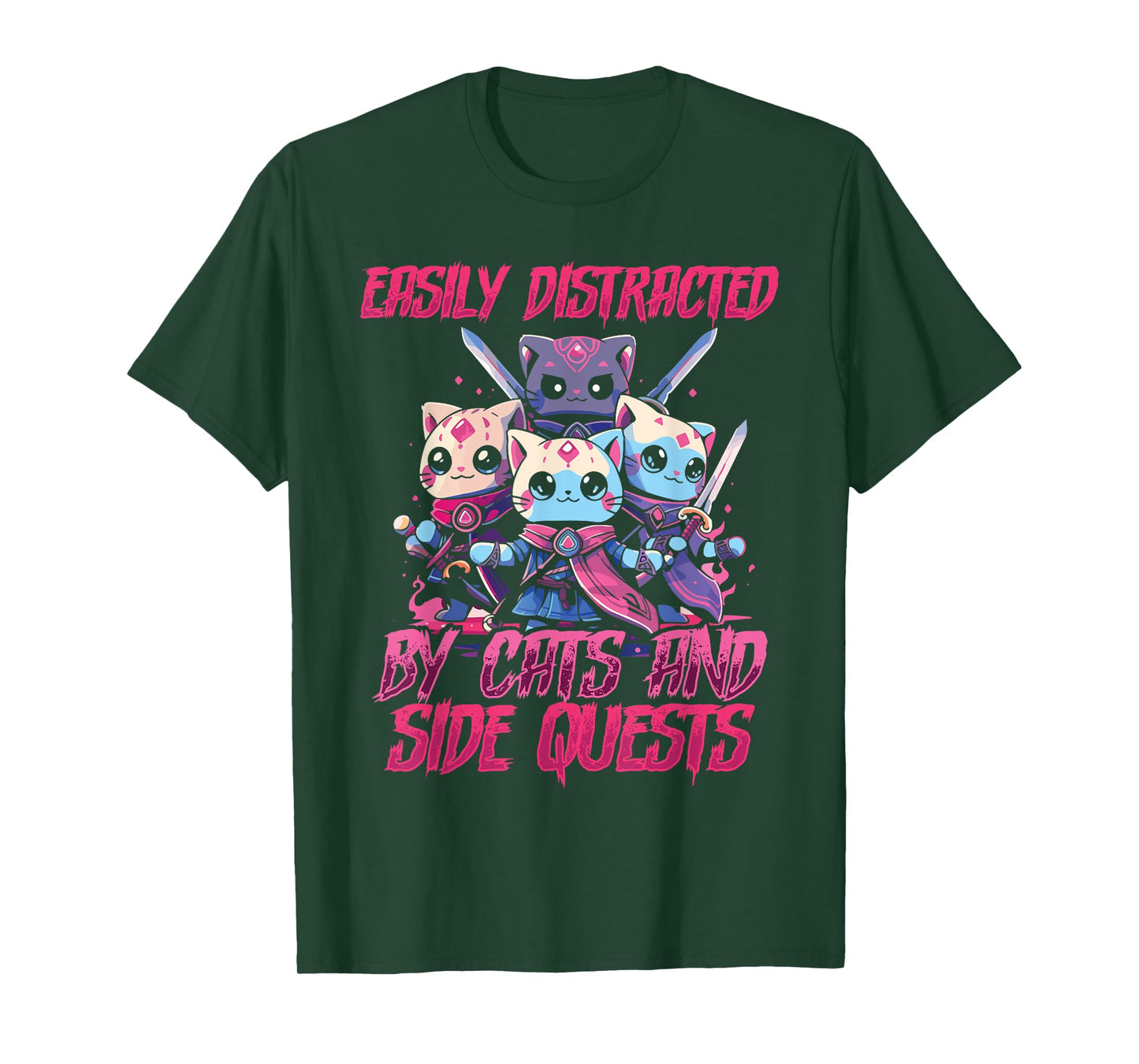 Rpg Gamer Cats Side Quest Distracted Nerdy Tabletop Fun Men T-Shirt