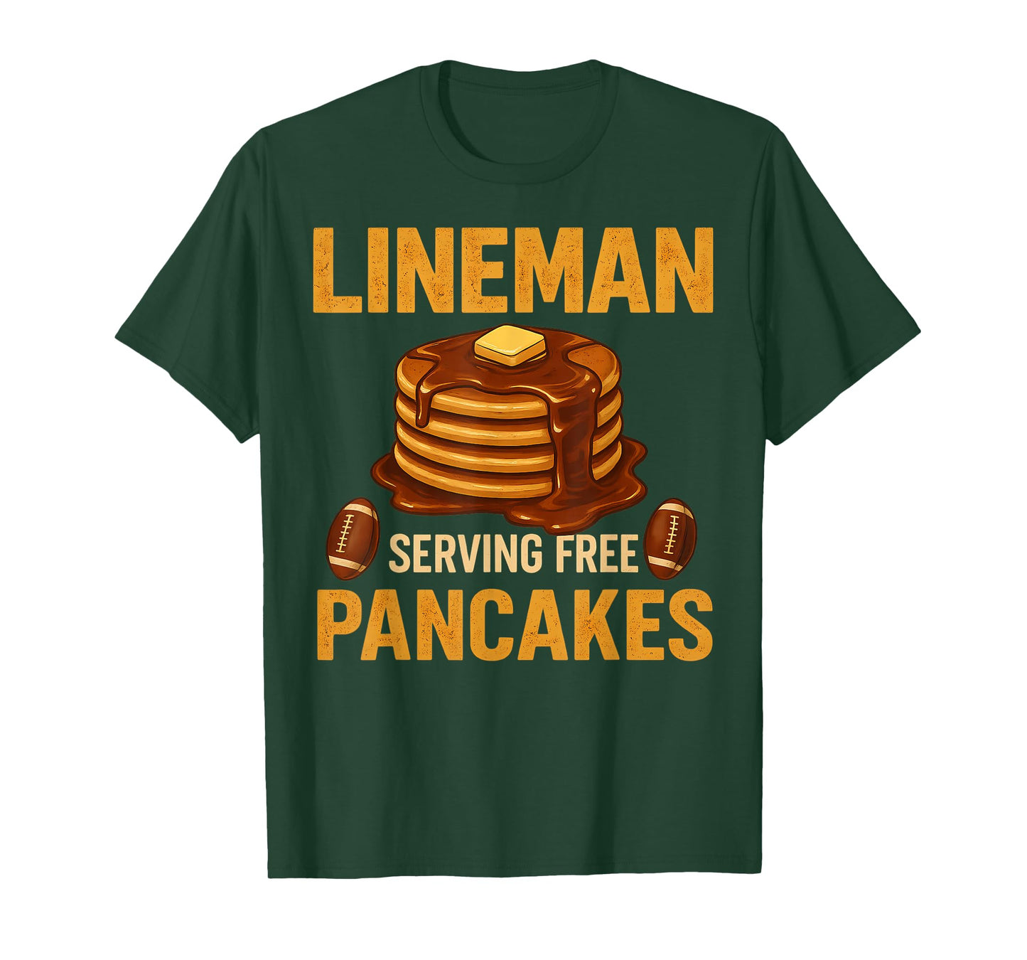 Lineman Serving Pancakes Daily Funny Vintage Football T-Shirt