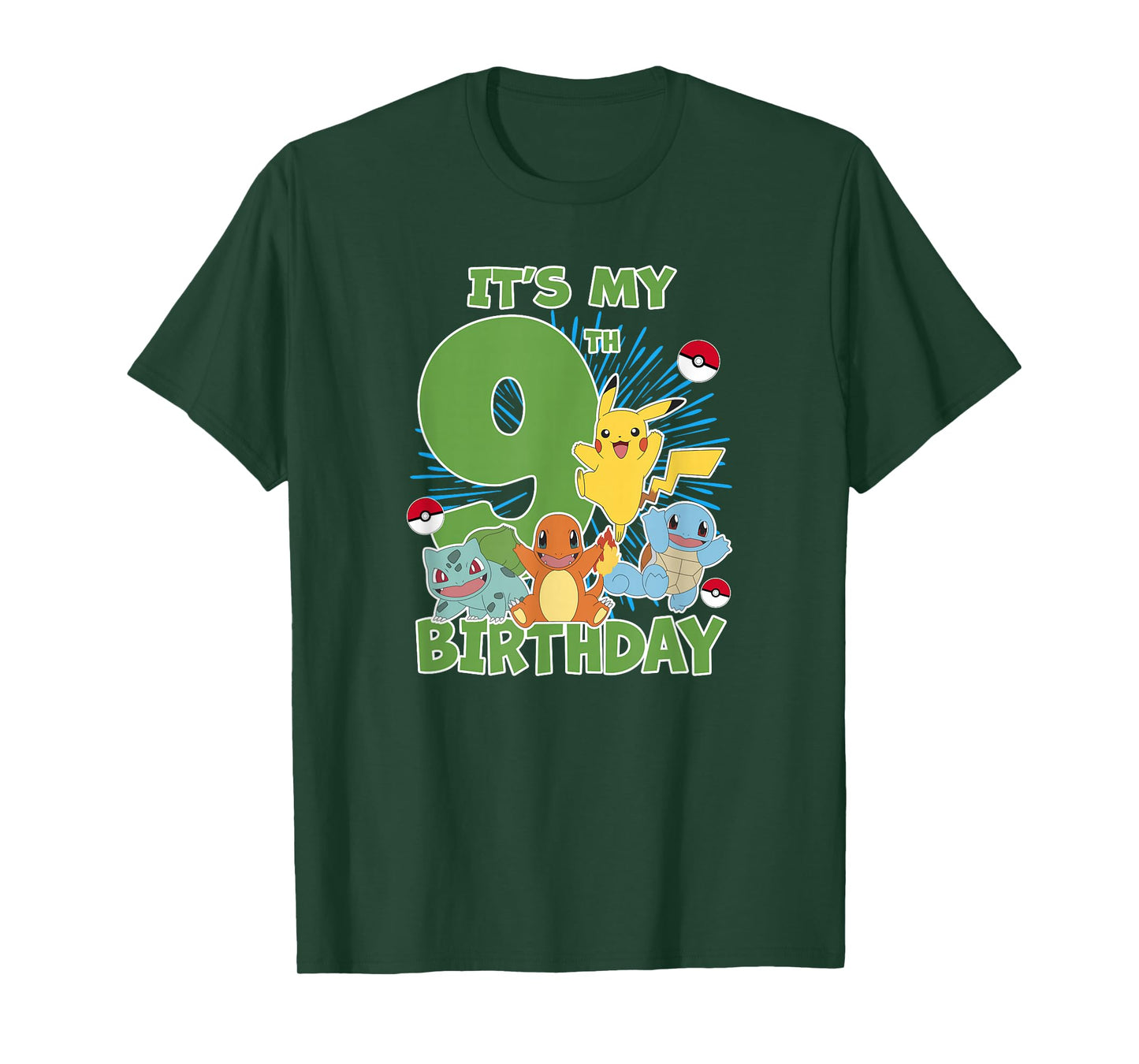Pokémon It's My 9th Birthday Kanto Starters Celebration T-Shirt