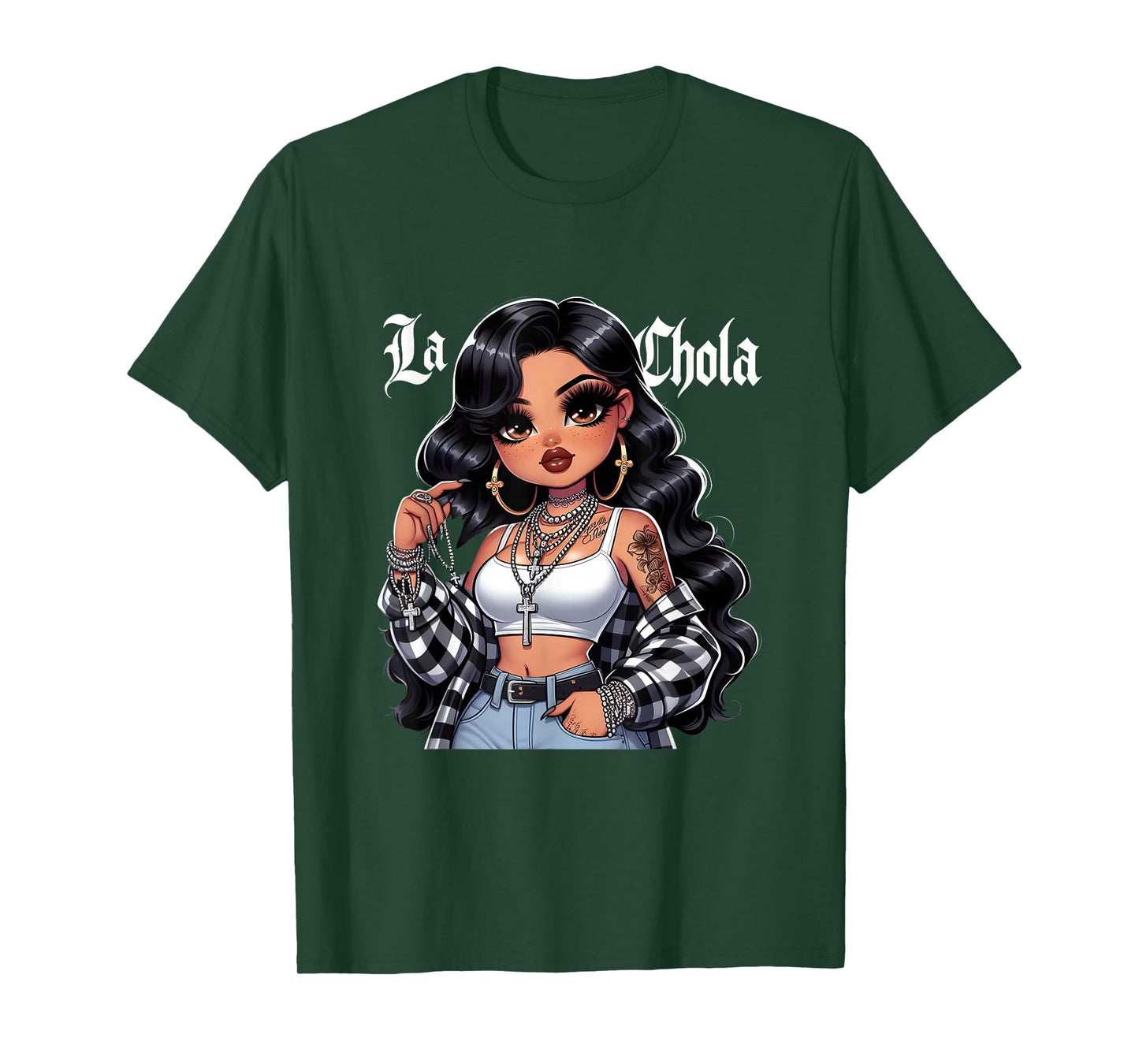 Chola Chibi Girl Hispanic Heritage Month Brown Pride Chicana T-Shirt