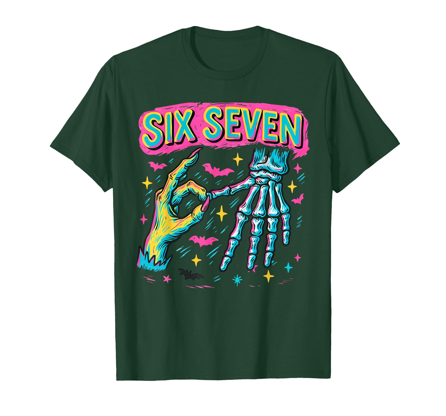 Six Seven 67 Hand Sign Skeleton Halloween Costume Men Women T-Shirt