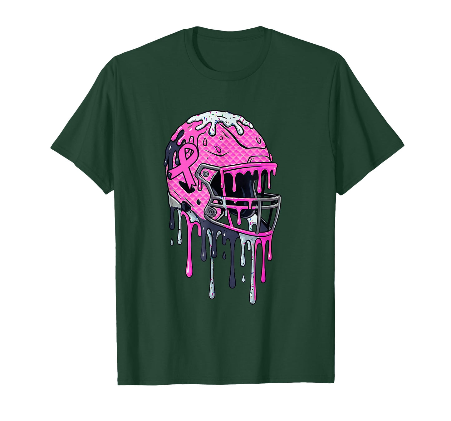 Pink Football Helmet Breast Cancer Ice Cream Drip Boys Kids T-Shirt