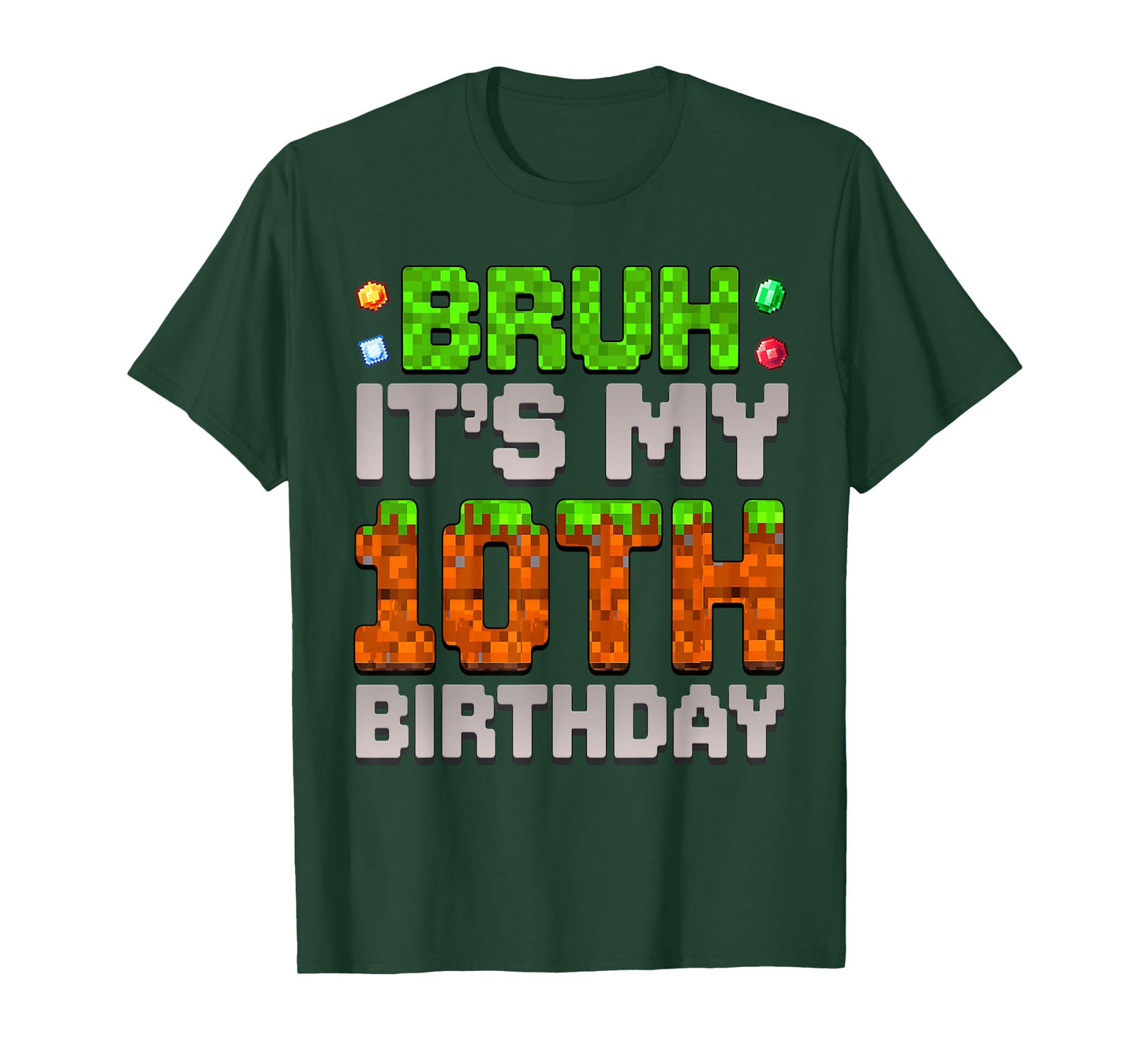 Funny Birthday Boy Bruh It's My 10th Birthday Gamer Pixel T-Shirt