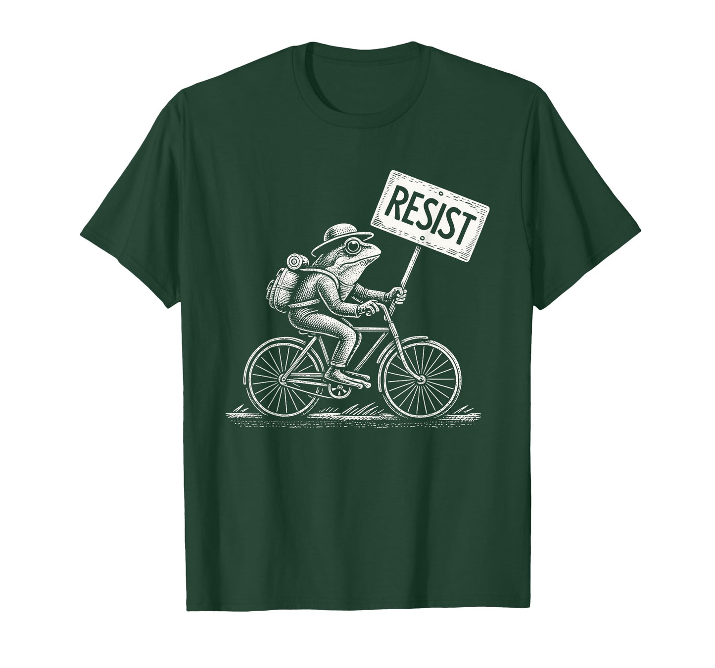 Vintage Frog On Bike Resist Portland Frog Protest Men Women T-Shirt