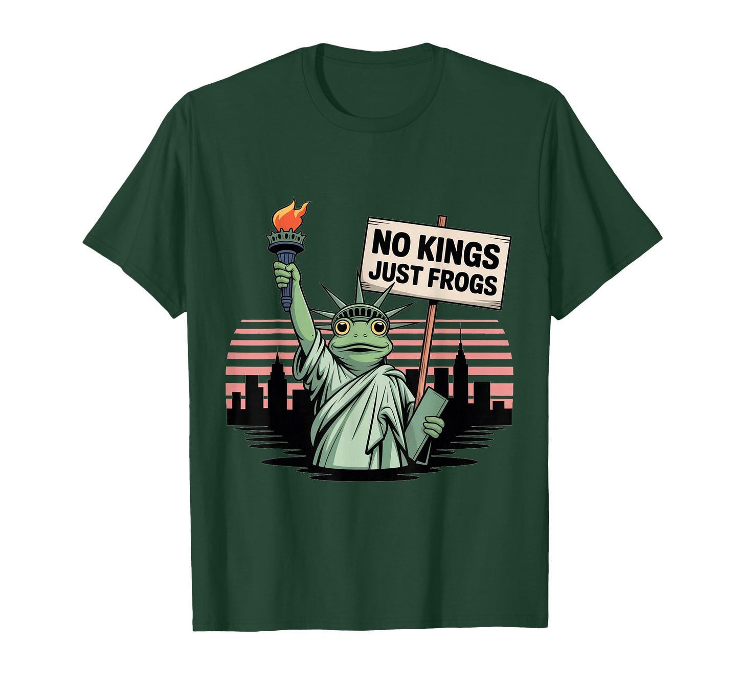 No Kings Just Frogs Statue of Liberty Frog Protest Freedom T-Shirt
