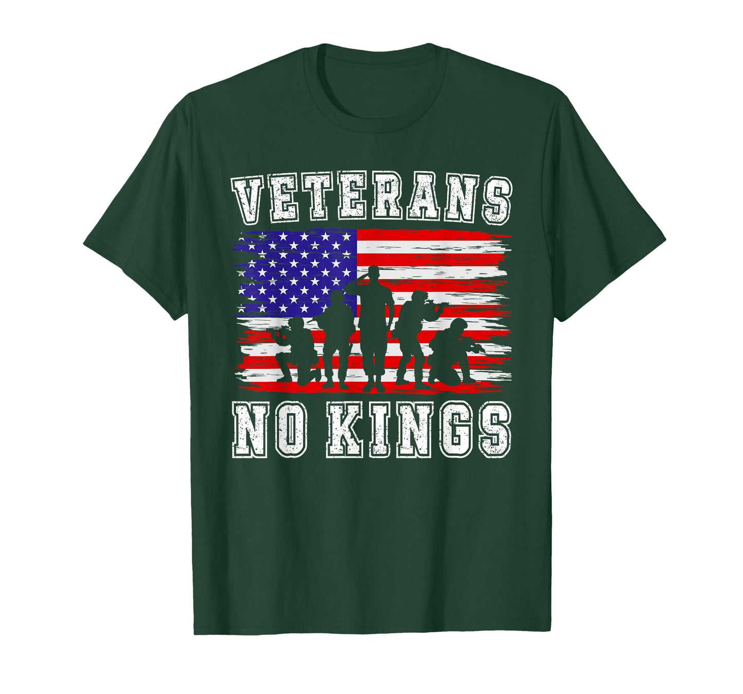 No Kings Veterans Patriotic American Flag Veterans Day Retro T-Shirt