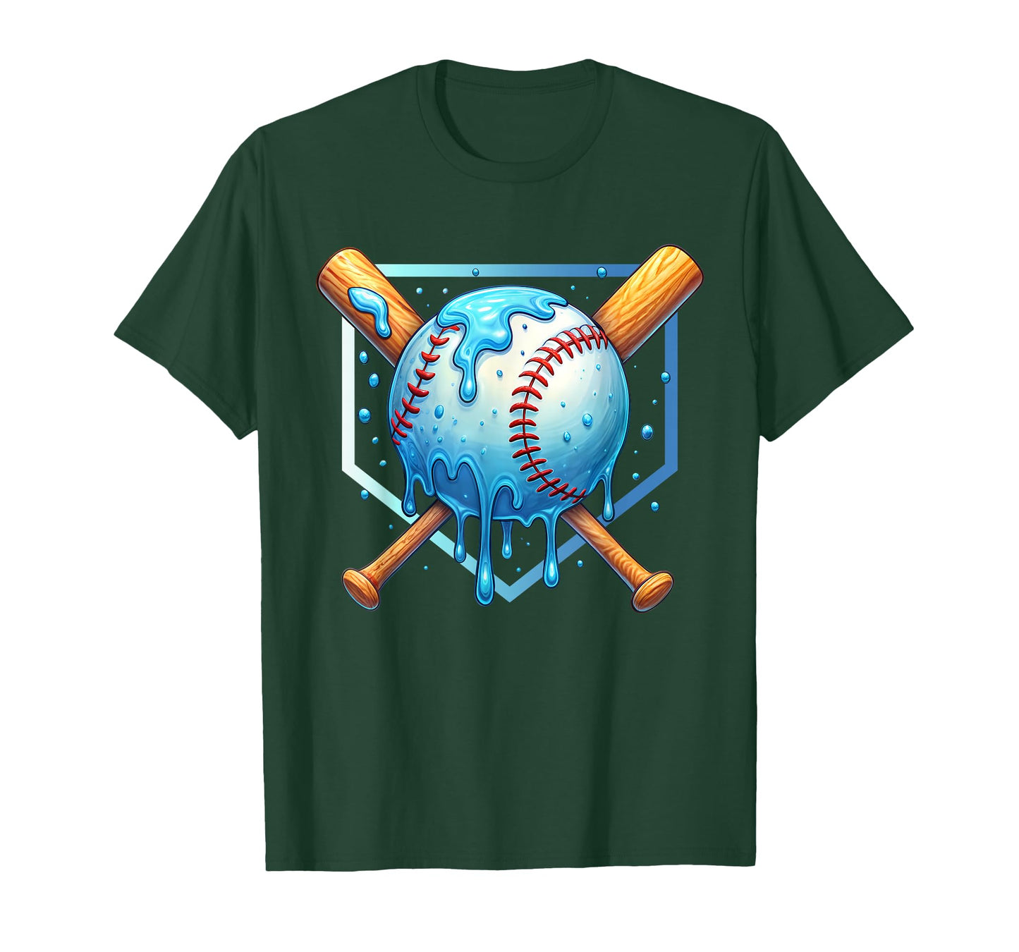 Baseball Dripping Ice Cream Drip Youth Boys Baseball T-Shirt