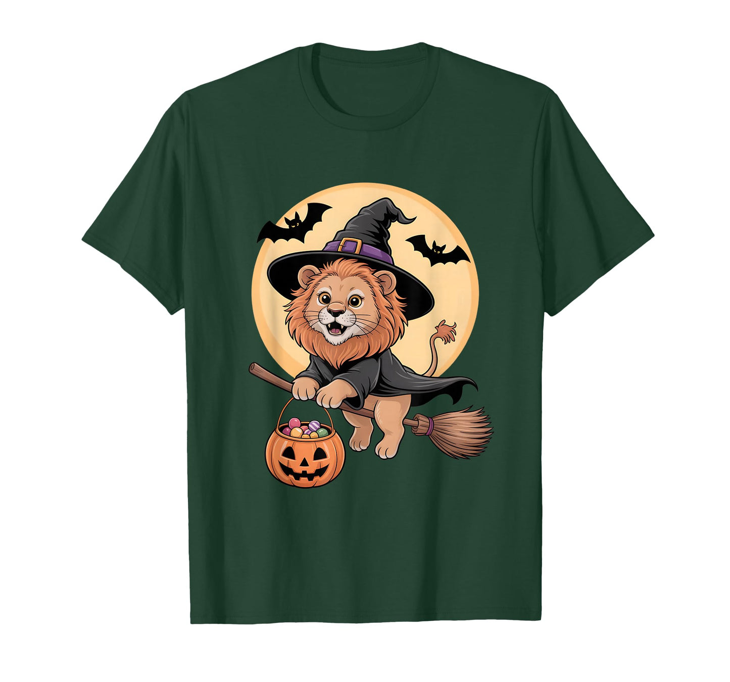 Lion Witch Hat Pumpkin Halloween Costume Men Women Kids T-Shirt