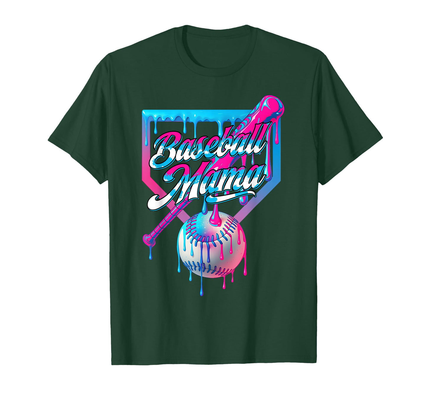 Funny Mama Mom Mothers Day Baseball Ice Cream Drip Birthday T-Shirt